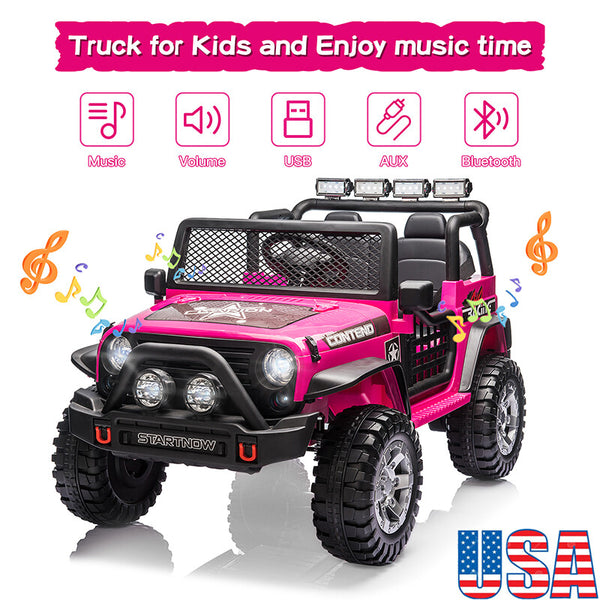 12V Electric Ride-On Jeep for Kids 2-Seater with Remote Control Pink Battery Powered Car Toy