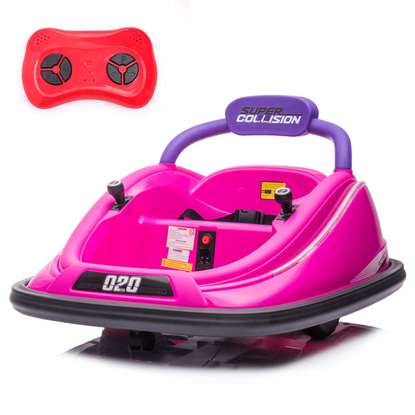 12V Electric Kids Ride-On Car with Bumper and 360° Spin Vehicle, Parent Remote Control