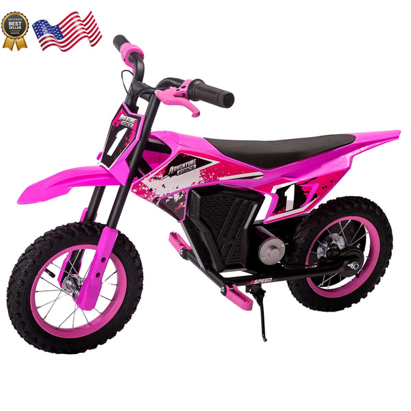 12V Electric Battery-Powered Pink Dirt Bike for Kids Ages 5 and Up