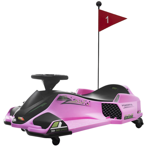 12V Electric Drift Go-Kart with Slow Start, 1.9-5 MPH Ride-On Car for Kids 8-12 Years