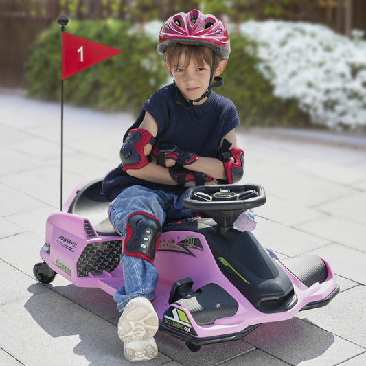 12V Electric Drifting Go Kart with Slow Start, Music, and Lights in Pink Gas Scooters 0
