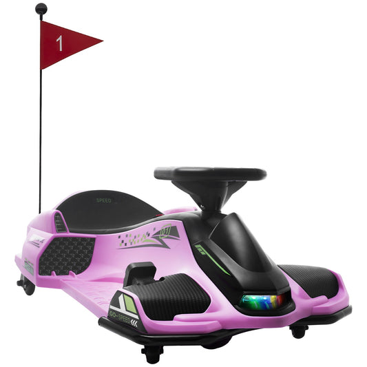 12V Electric Drifting Go-Kart with Slow Start, Music, Lights - Pink Gas Scooters 0