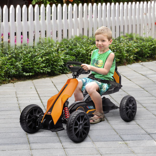 12V Electric Go-Kart for Kids with Adjustable Speed, Orange