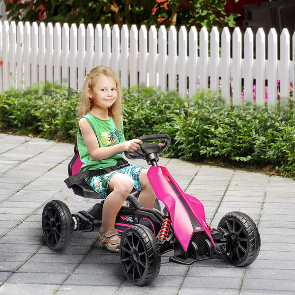 12V Electric Pink Kids Go-Kart with Adjustable Speed