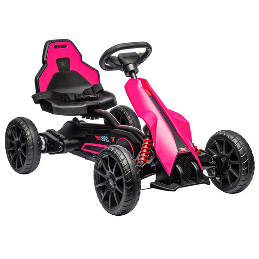 12V Electric Pink Go-Kart for Kids with Adjustable Speed Gas Scooters 0