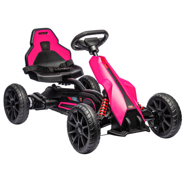 12V Electric Pink Go-Kart for Kids with Adjustable Speed