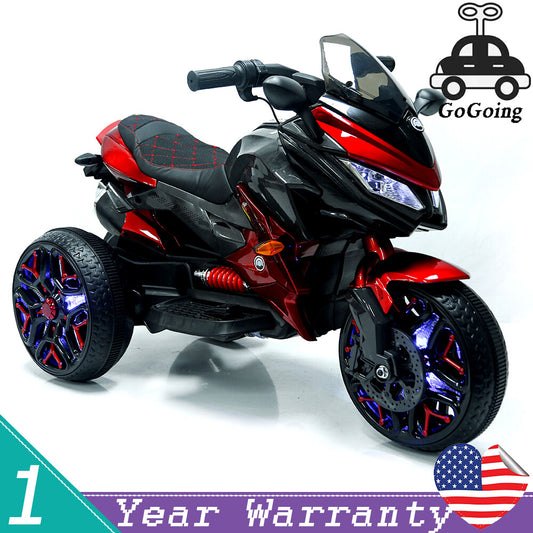 12V Electric 3-Wheel Kids Ride-On Motorcycle with Hand Controls and Lighting Wheels Gas Scooters 0