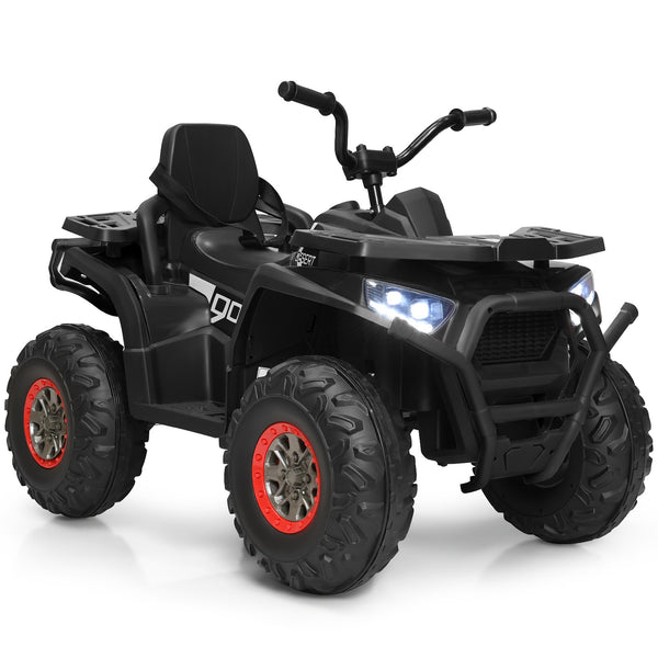 12V Electric Kids Ride-On 4 Wheeler ATV Quad with LED Lights Black