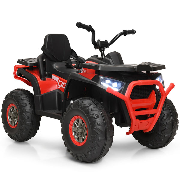 12V Electric Kids Ride-On Red ATV 4-Wheeler Quad with LED Lights