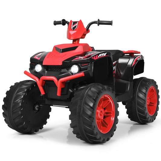 12V Electric Kids Ride-On 4 Wheeler ATV Quad with Music and LED Lights Red Gas Scooters 0