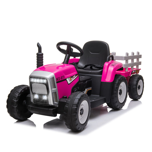 12V Electric Kids Ride On Tractor with Trailer Battery Powered Toy Car Gas Scooters 0