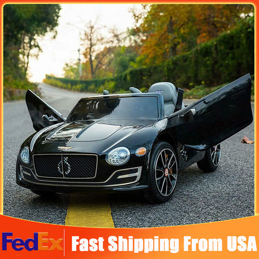 12V Electric Kids Ride-On Car Bentley Style with Remote Control and LED Lights Black Gas Scooters 0