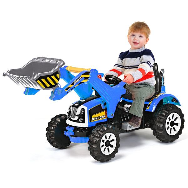 12V Electric Ride-On Excavator Truck for Toddlers Kids Blue
