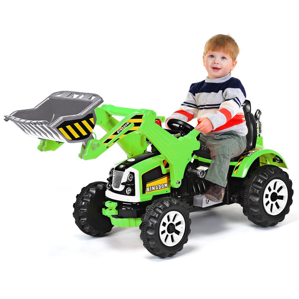 12V Electric Ride-On Truck Excavator for Toddlers Kids Green Toy Car