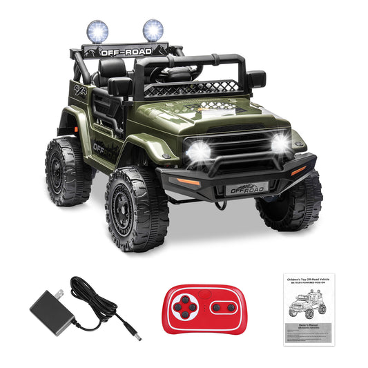 12V Electric Kids Ride-On Jeep Car with Power Wheels, 2-Seater, Music, and Remote Control Gas Scooters 0