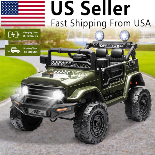 12V Electric Kids Ride-On Jeep Car with Power Wheels, 2-Seater, Music, and Remote Control Gas Scooters 0