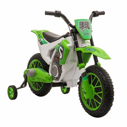 12V Electric Kids Ride-On Dirt Bike Motorcycle Toy with Training Wheels Green Gas Scooters 0