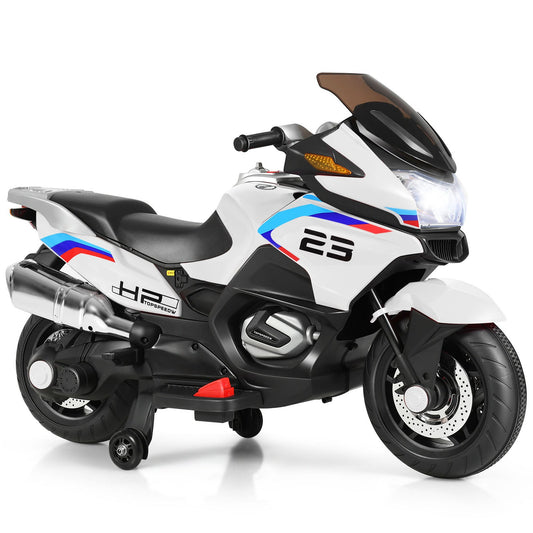 12V Electric Kids Ride-On Motorcycle with Training Wheels and Music Gas Scooters 0