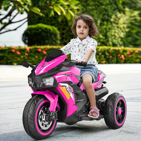 12V Battery-Powered Electric Three-Wheel Motorcycle Ride-On for Kids