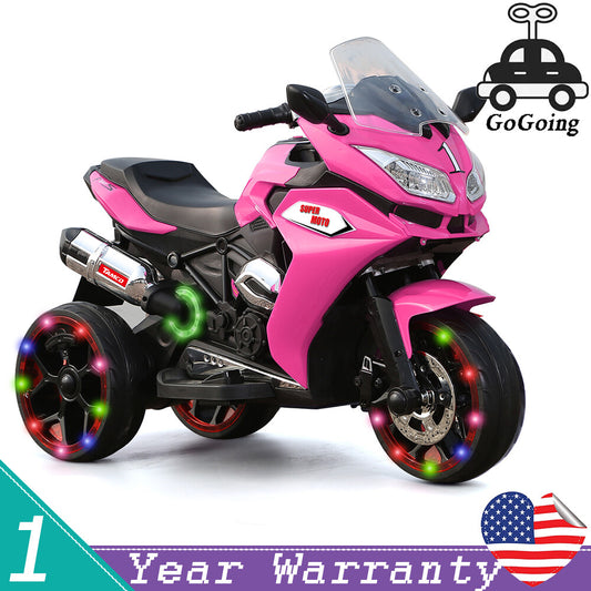 12V Rechargeable Electric Ride-On Motorcycle Toy for Kids 3-6 Years, Speeds 1.8-3.2 MPH Gas Scooters 0