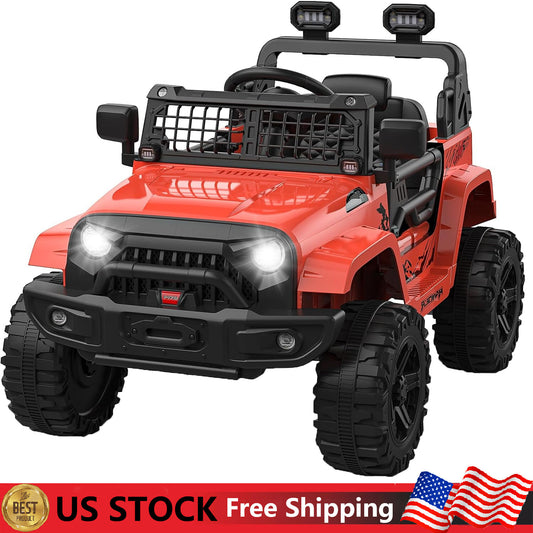 12V Electric Ride-On Kids Truck with LED Lights and Remote Control Battery-Powered Toy Car for Children Gas Scooters 0