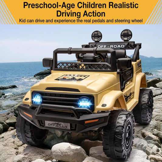 12V Electric Ride-On Truck for Kids with Remote Control, 3 Speeds, and Music Gas Scooters 0