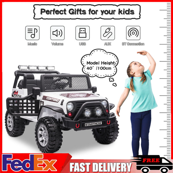 12V Electric Ride-On Jeep Truck for Kids 2-Seater with Remote Control
