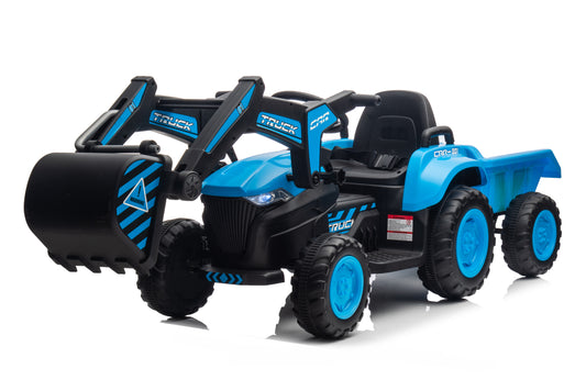 12V Electric 3-in-1 Kids Ride-On Vehicle Set with Excavator, Tractor, and Detachable Trailer Gas Scooters 0