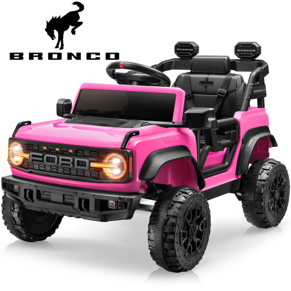 12V Pink Ford Bronco Raptor Ride-On Car with Remote Control for Kids 3-5 years