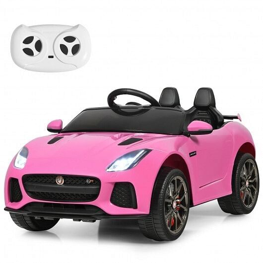 12V Licensed Jaguar F-Type SVR Kids Ride-On Car Pink Gas Scooters 0