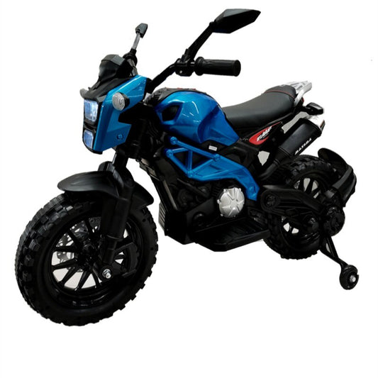12V Kids Ride-On Motorcycle Toy with Training Wheels 1.8-3.2mph for Ages 3-6 Blue Gas Scooters 0