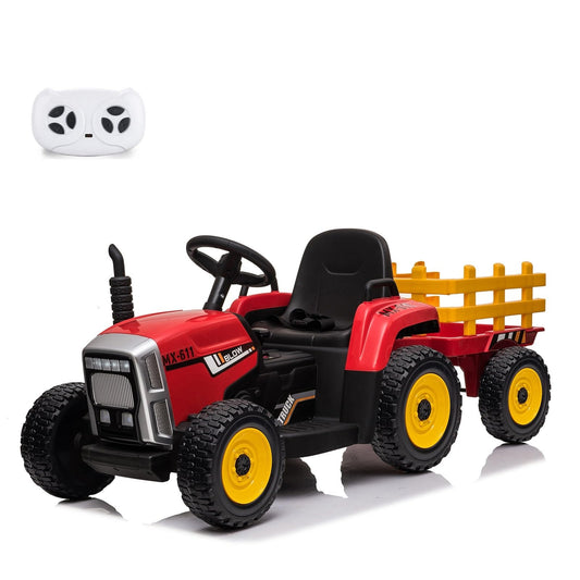 12V Electric Ride-On Tractor with Trailer and Remote Control for Kids Gas Scooters 0
