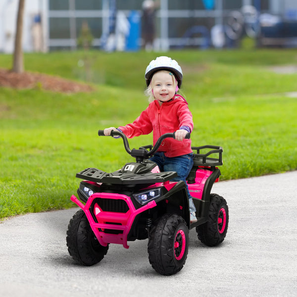 12V Kids 4-Wheeler ATV with Spring Suspension and Storage - Pink