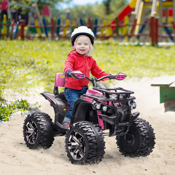 12V Kids Pink ATV Quad Toy Car with Music and Headlights
