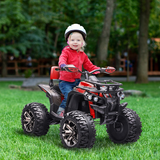 12V Kids Red ATV Quad Car Toy with Music and Headlights Gas Scooters 0