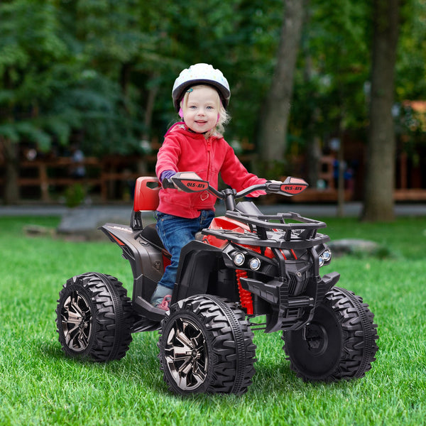 12V Kids Red ATV Quad Car Toy with Music and Headlights