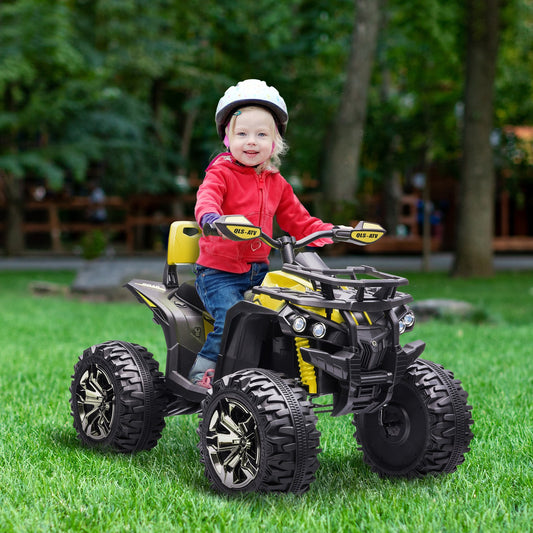 12V Kids Yellow ATV Quad Toy Car with Music and Headlights Gas Scooters 0