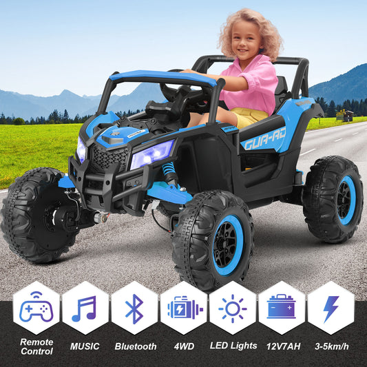12V Blue Kids Electric Off-Road Ride-On UTV Vehicle with Music, LED Lights, and Remote Control Gas Scooters 0