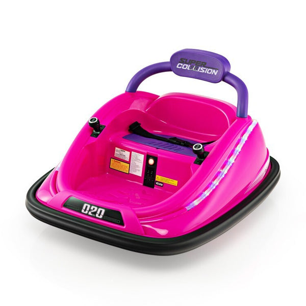 12V Electric Kids Bumper Car Ride-On Toy with 360 Spin and Remote Control Pink Toddler Vehicle
