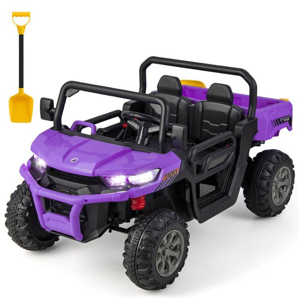 12V Electric Ride-On Dump Truck for Kids with 2 Seats, 4 Wheels, and Remote Control