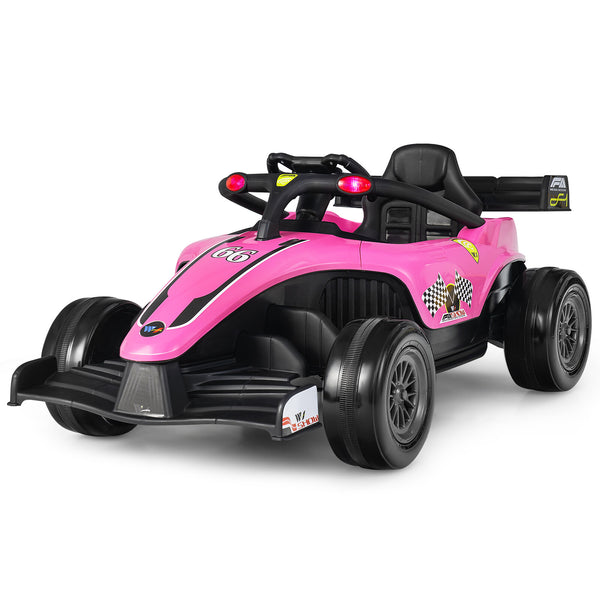 12V Pink Kids Electric Racing Truck with 2 Speeds, Remote Control, MP3, and Lights
