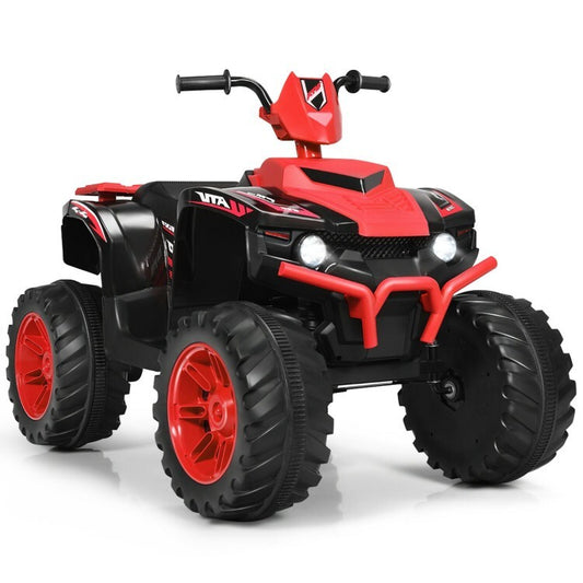12V Kids Electric 4-Wheeler ATV Ride-On Quad with 2 Speeds and LED Lights Red Gas Scooters 0