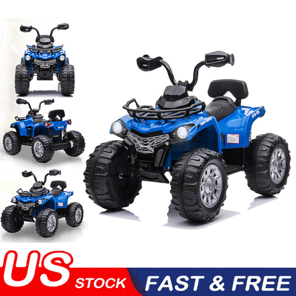 12V Kids Electric 4-Wheeler ATV Quad Ride-On Car with LED Lights and Music Blue