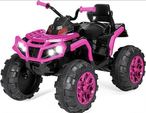 12V Kids Electric 4-Wheeler ATV Ride-On Car with LED Lights and Music Pink