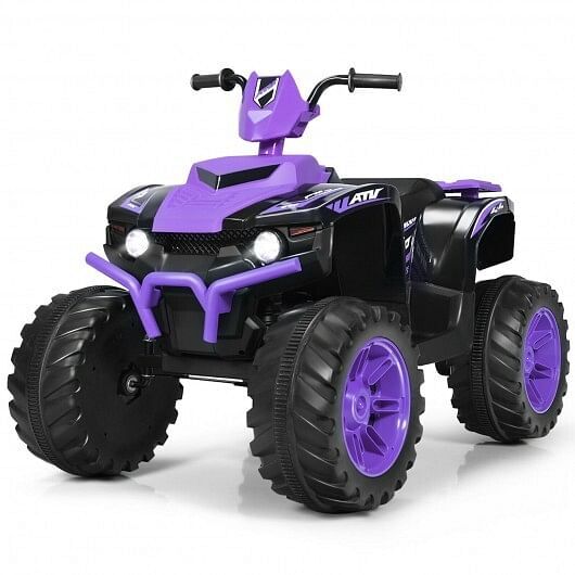 12V Kids Electric 4-Wheeler ATV Quad Ride-On Car with LED Lights Purple Gas Scooters 0