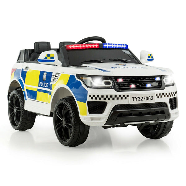 12V Kids Electric Ride-On Police Car with Bluetooth and Remote Control
