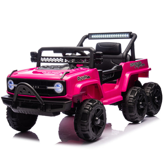 12V Kids Electric Truck Toy with 6 Wheels, LED Lights, Music, and Parent Remote Control Gas Scooters 0