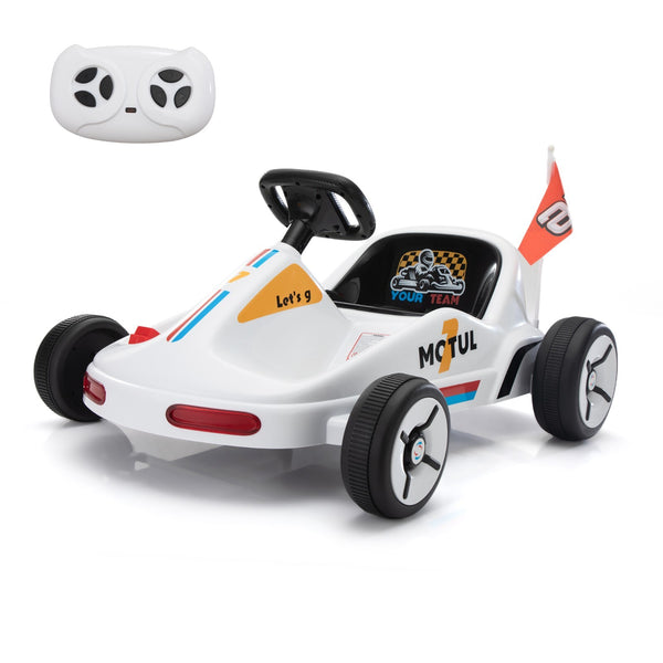 12V Kids Electric 4-Wheel Ride-On Go-Kart with Remote Control, Blue, Ages 3-8