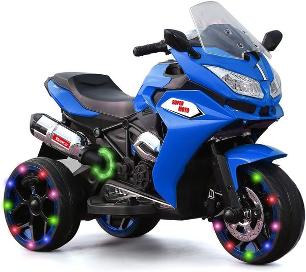 12V Electric Kids Motorcycle 3.5 km/h for Ages 3-6, 43-55 inch, Blue