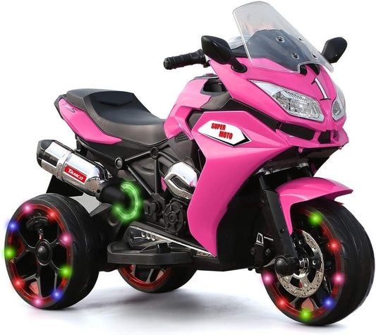 12V Electric Kids Motorcycle Pink 3-6 Years 3.5 km/h Adjustable Size 43-55 Inch Gas Scooters 0